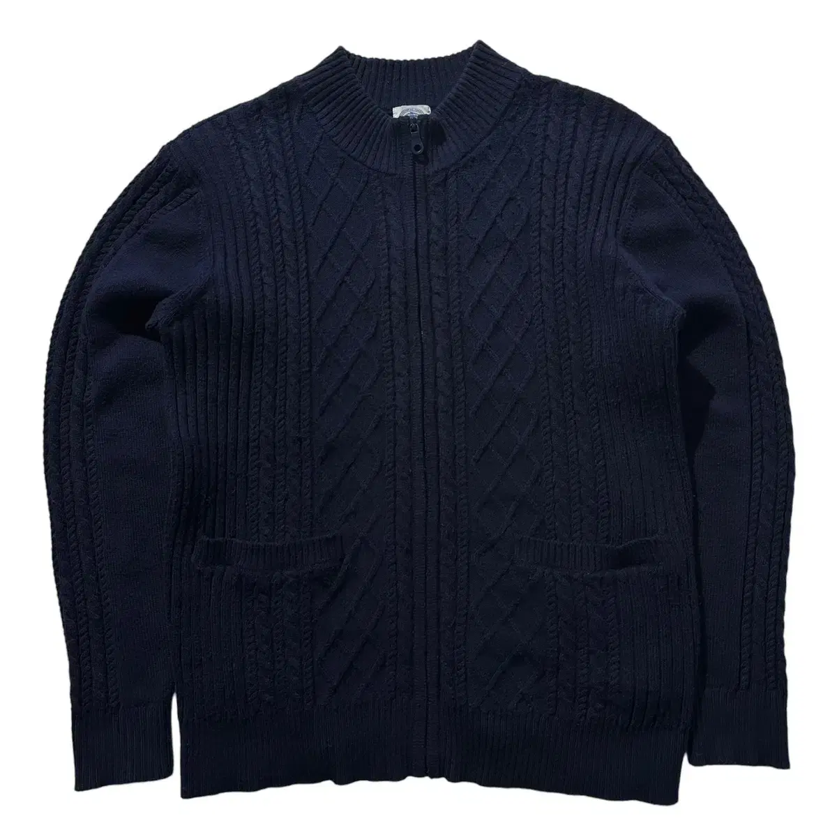 [WL-XL] J Press Cable-knit Zip-up Cardigan