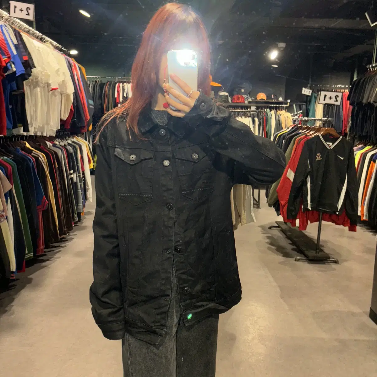 REPUBLIC DENIM 리퍼블릭 데님 단추로고 디테일 블랙자켓(XL)