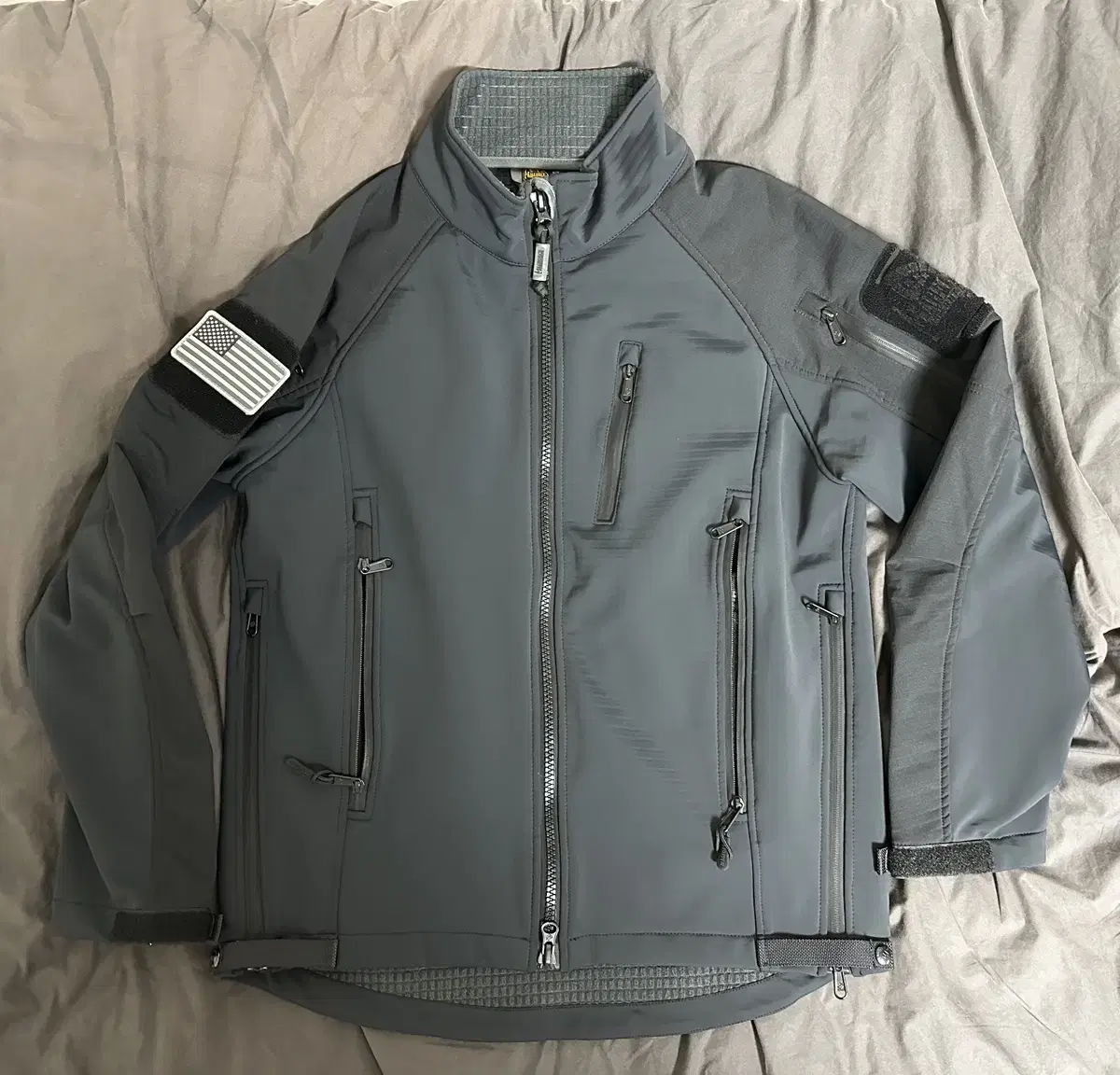 [L] McForce Street Wear Jacket Black with American Flag Patch (Tactical Jacket) for sale.