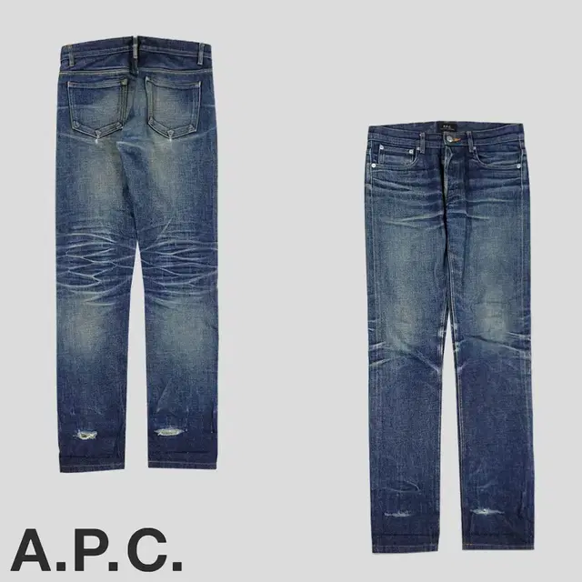 A.P.C 아페쎄 진청워싱 쁘띠 스탠다드 버튼플라이 셀비지 청바지 데님팬