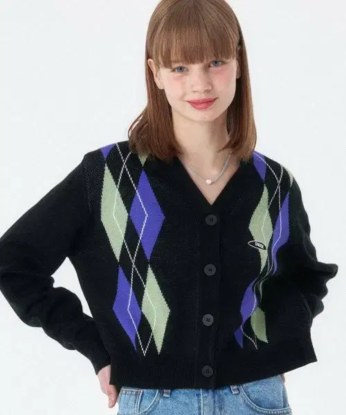 Chuck Chuck Argyle Cropped Cardigan