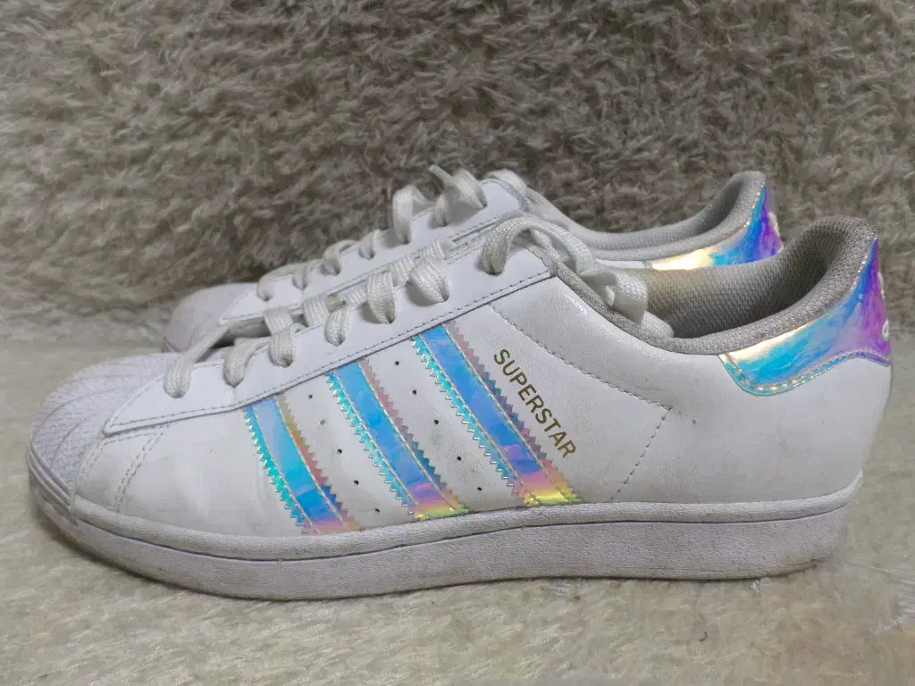 FLUFFY 265 Adidas Superstar White Prism Sneakers Used Shoes