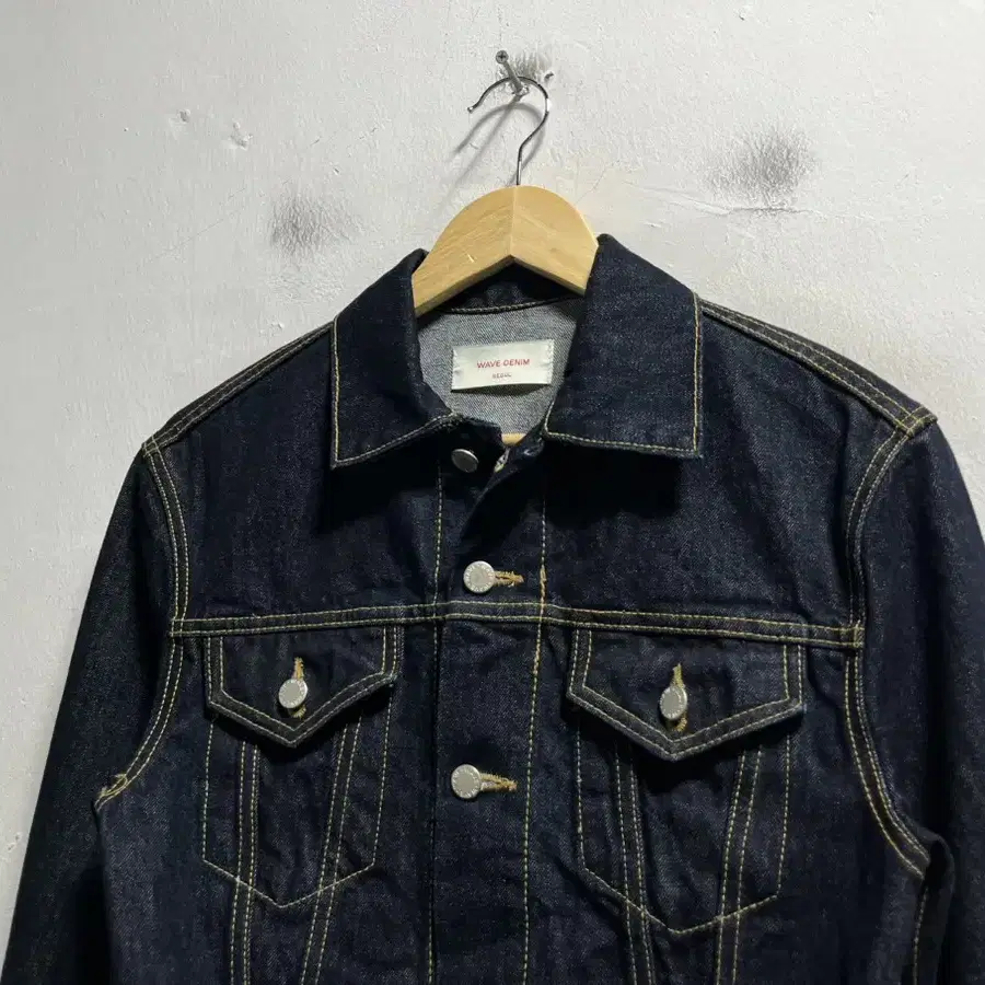 55-66 WAVE DENIM 크롭 데님 진청자켓 정품