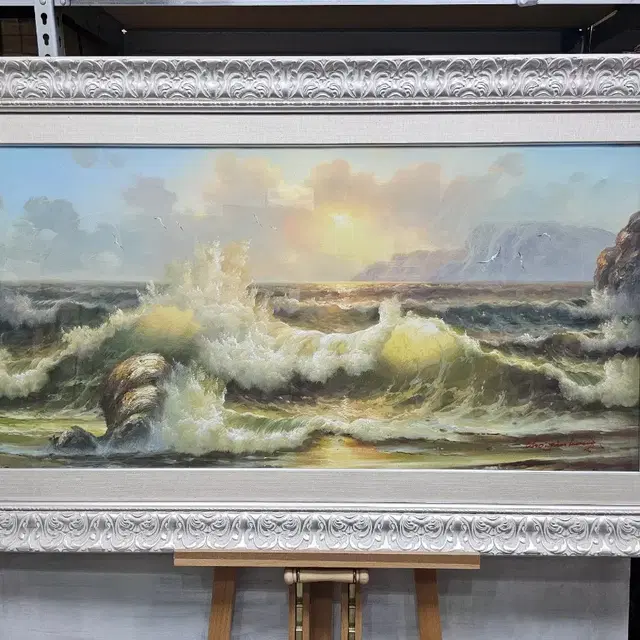 바닷가 파도풍경 캔버스유화 그림 서양화 150x88cm인테리어소품