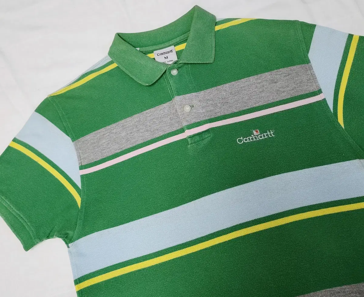 [M]Calhart Vintage Green Stripe Short Sleeve Karati