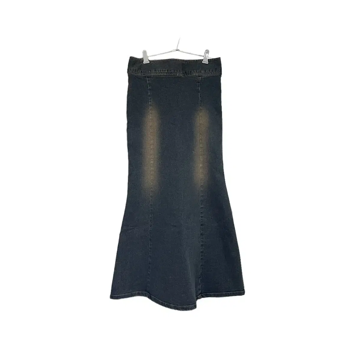 Washing denim feather detail long skirt