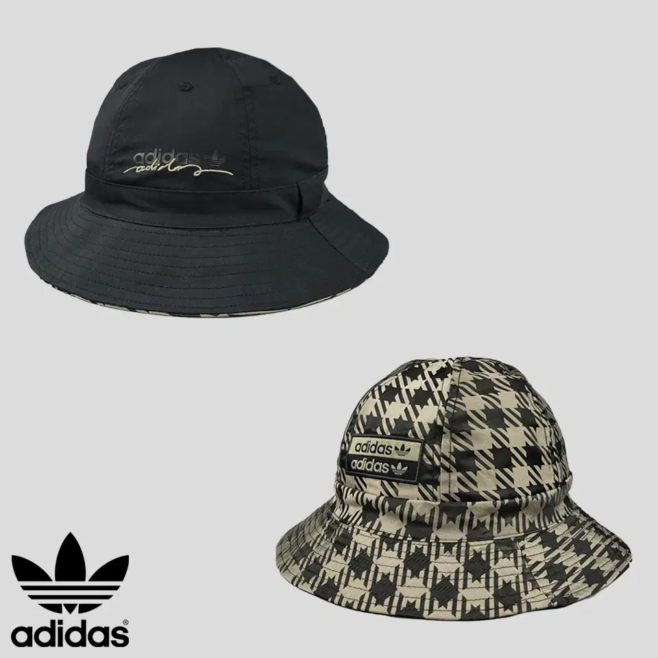 Adidas Black Brown Check Reversible RYV Bucket Hat Bum Hat 57