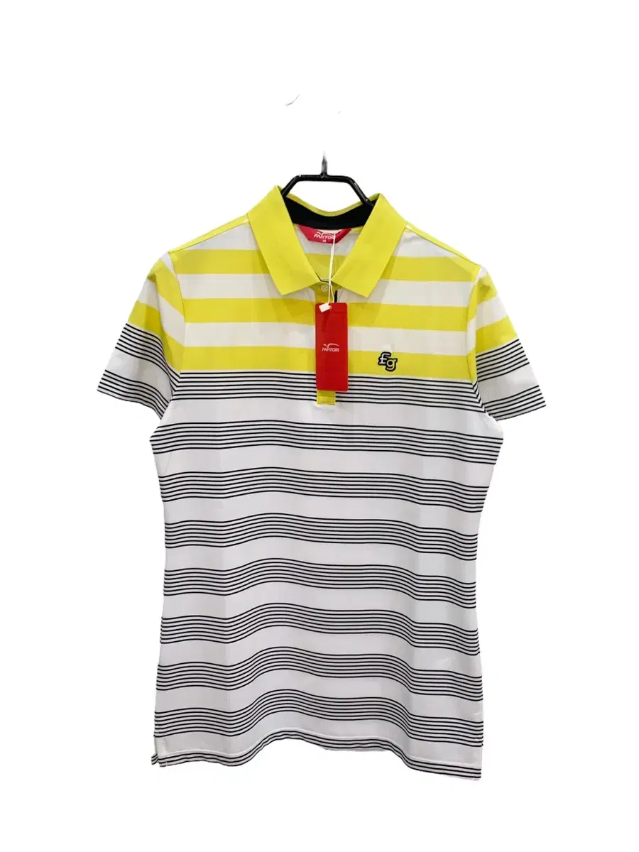 [New Products] (66) Phantom Navy (Yellow) Color Stripe Functional Short-Sleeved Collar Neck