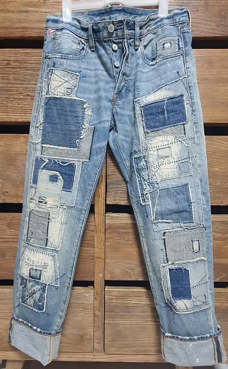 Denim & supply 랄프로렌 빈티지느낌 패치워크 청바지, 슬림핏,