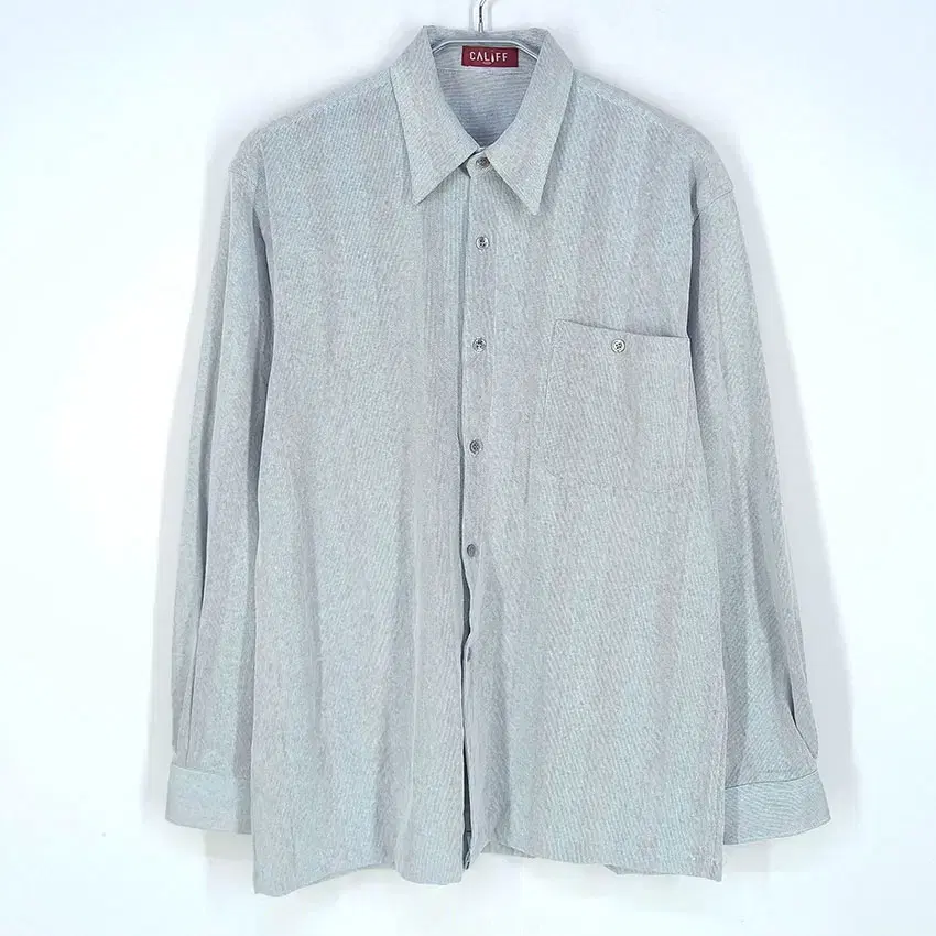 CALIFF Men's striped long sleeve shirt mint gray100 (HU30641)