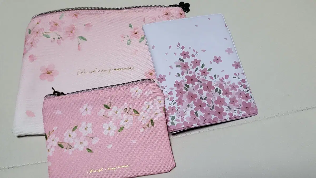 Set of 2 cherry blossom pouches + cherry blossom passport case!