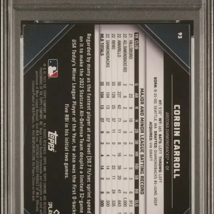 코빈캐롤 SP 탑스크롬 psa10