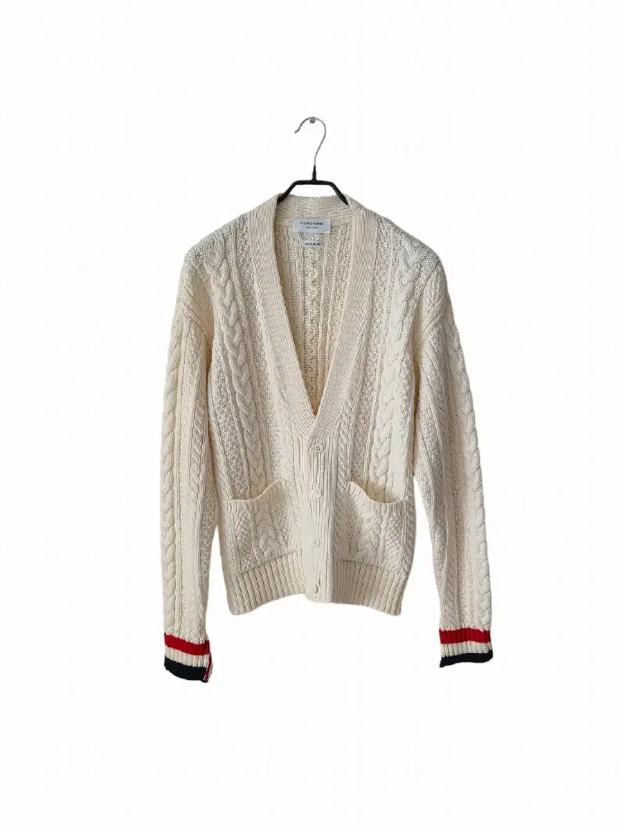 Thom Browne RWB Cuffed Cable Cardigan