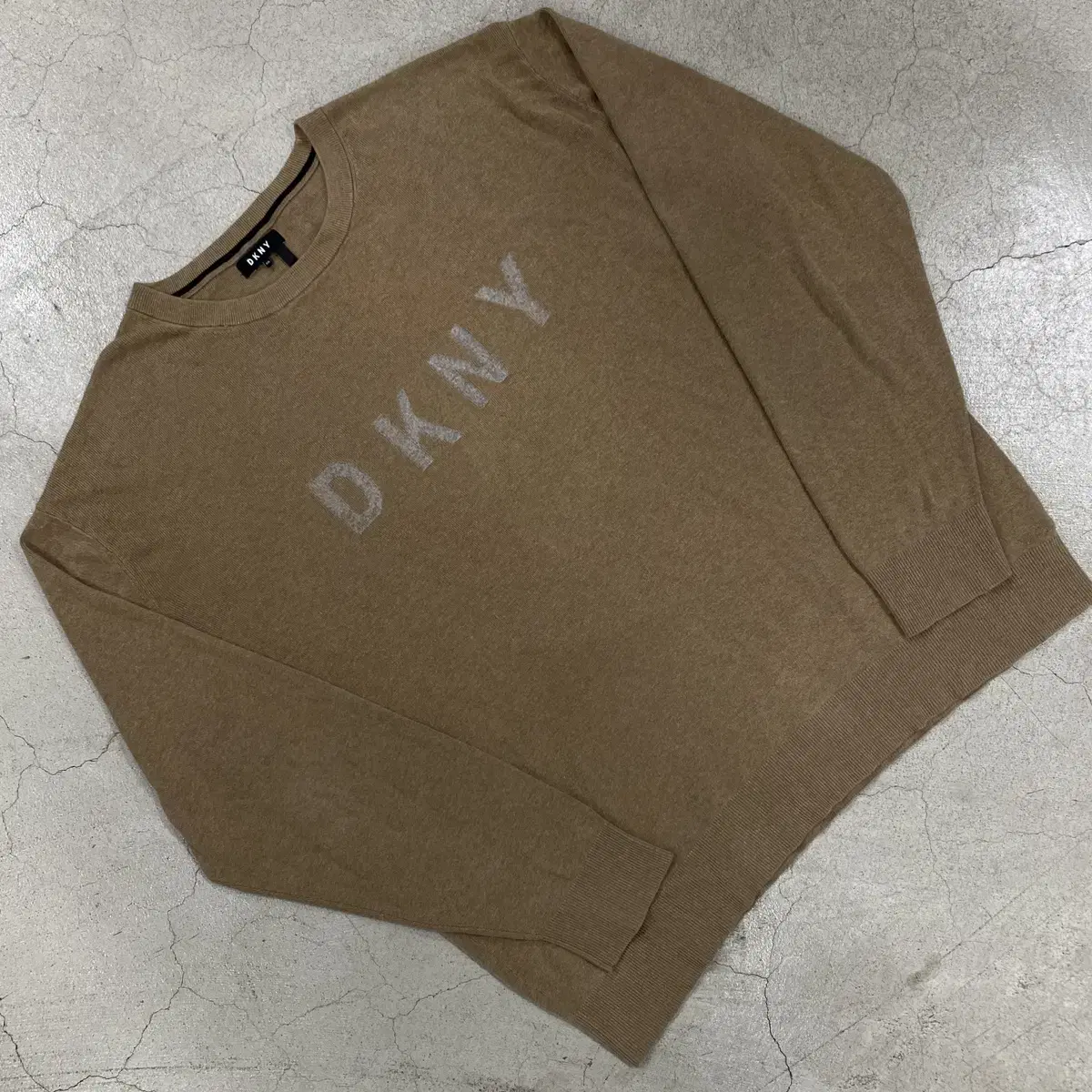 Dkny Spellout beige linen knit