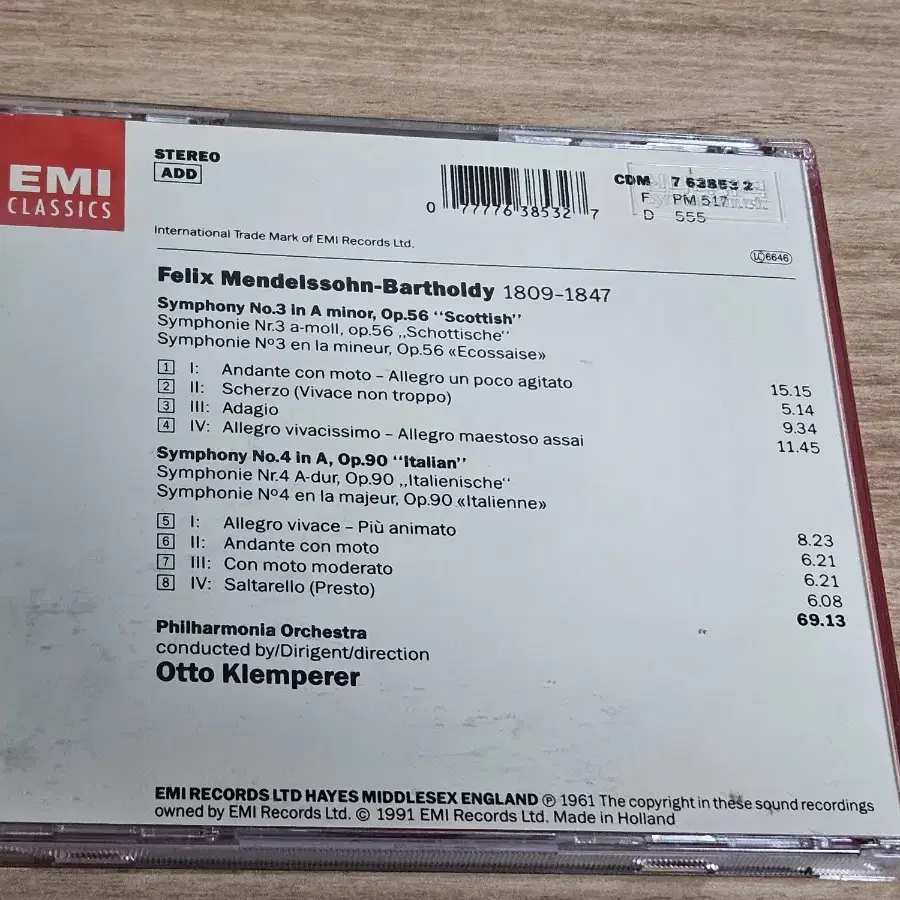 Mendelssohn: Symphonies Nos 3 & 4 - Klem