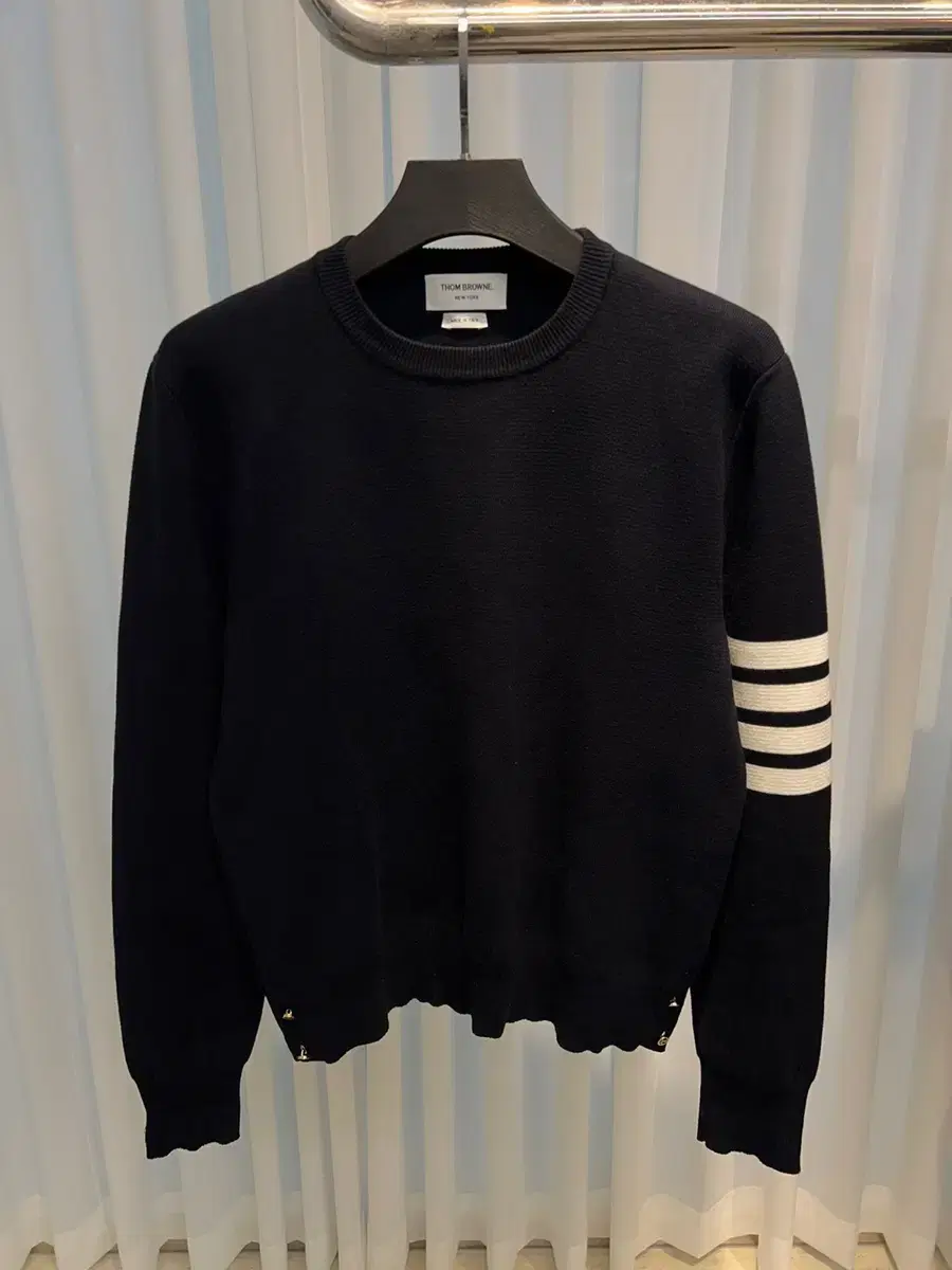 (3) Thom Browne Milano Stitched Knit Navy