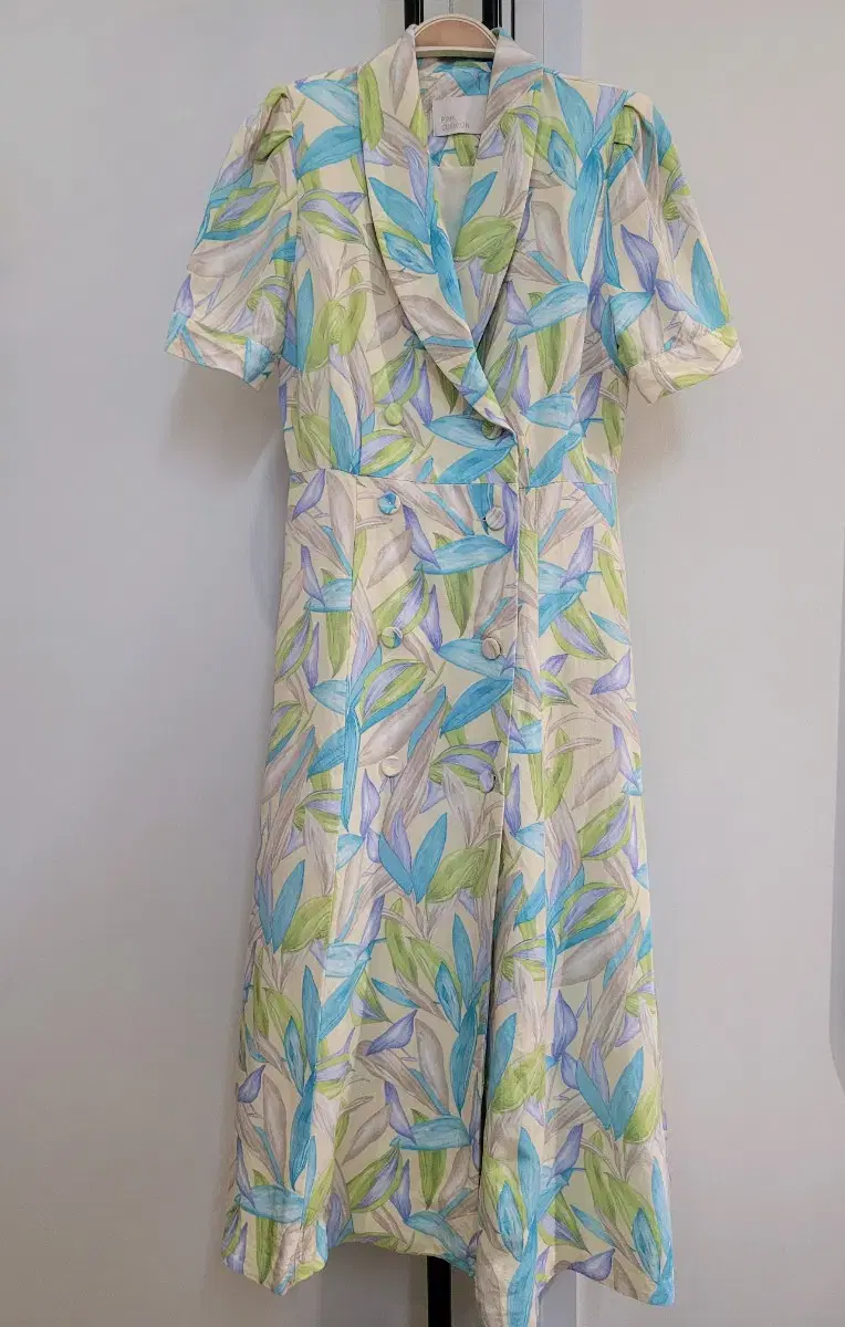 100% linen summer pattern long ONEPIECE 55 size