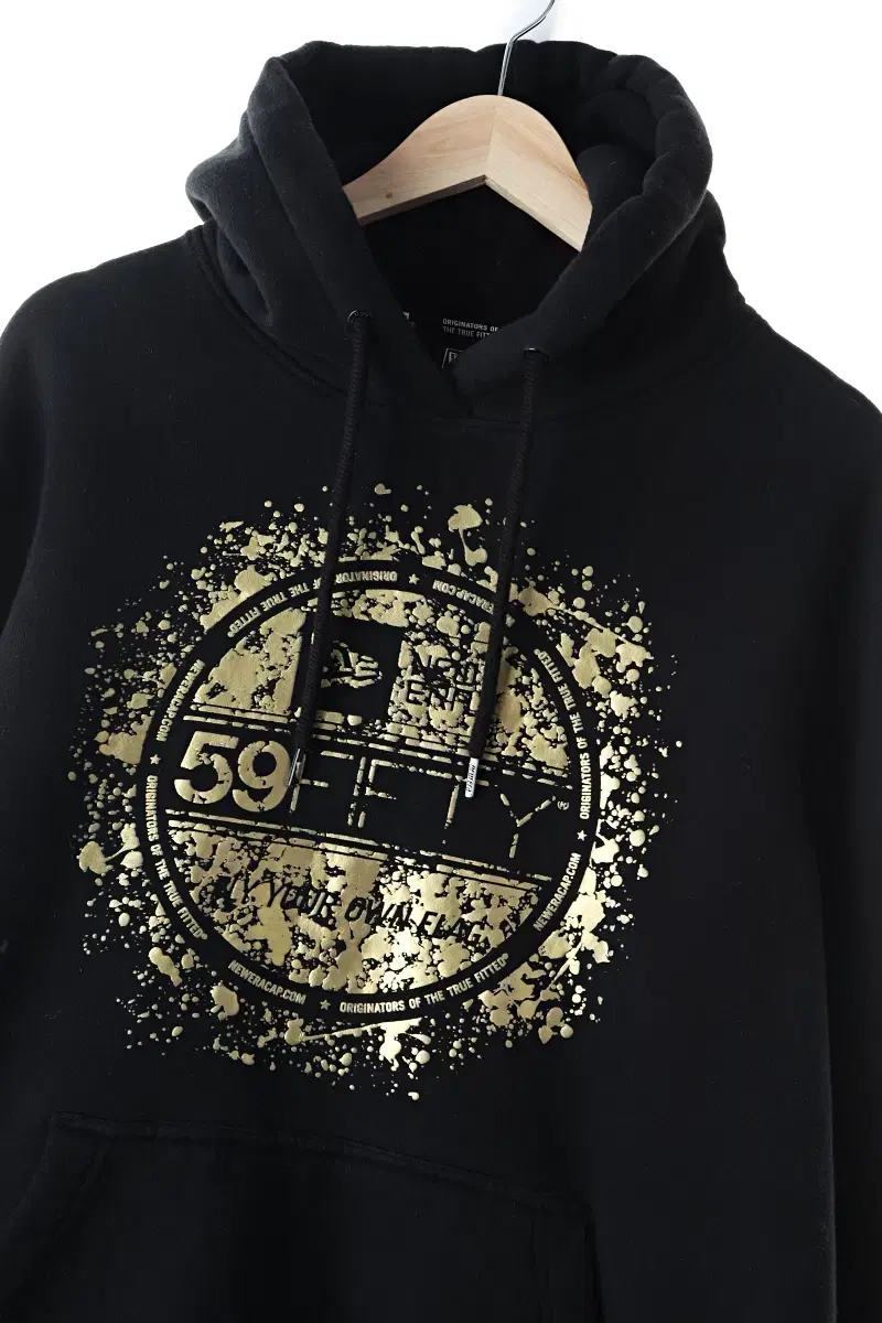 (L) New Era Hoodie Black Big Print Loose Fit-B981