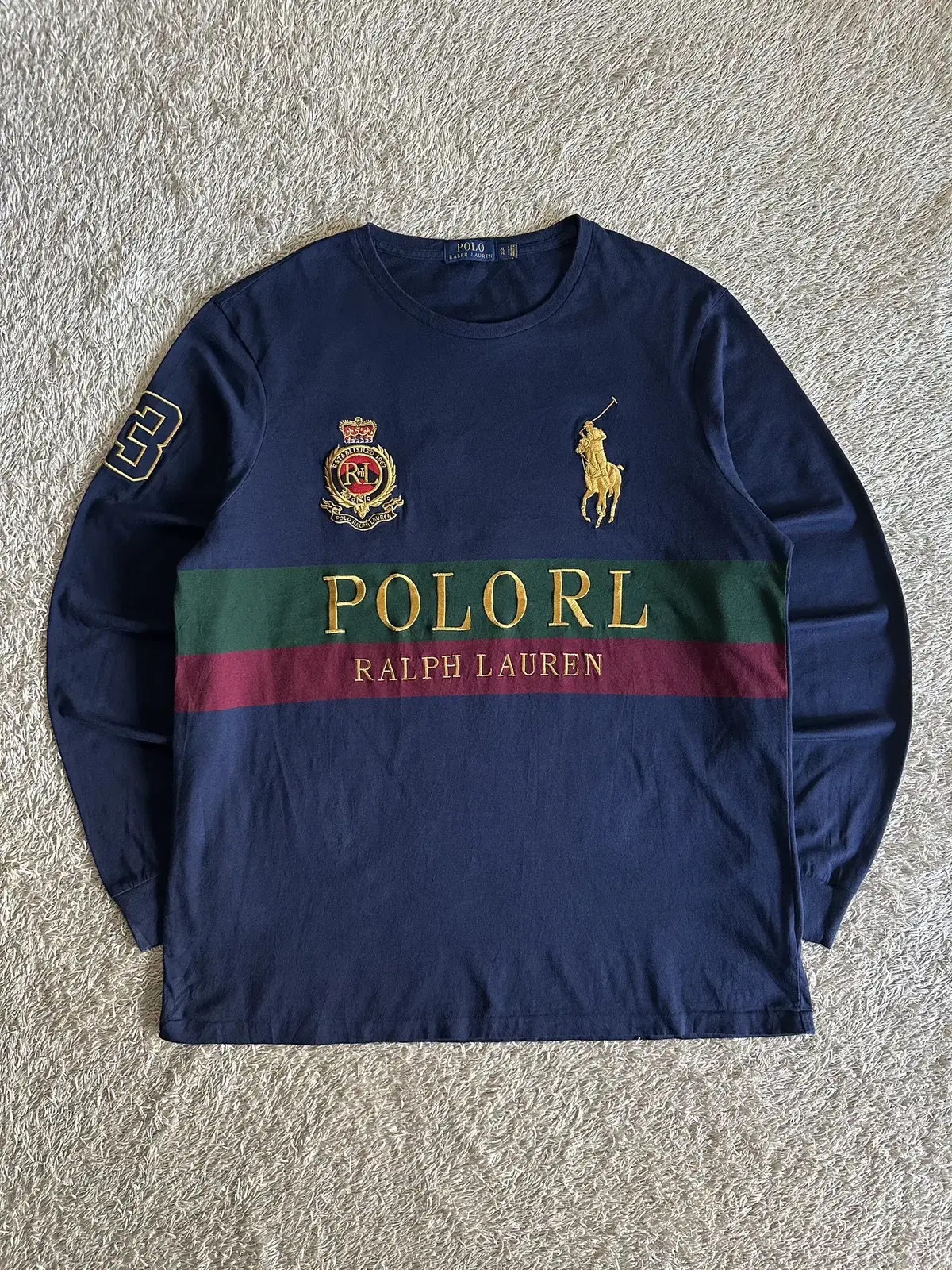 [XL] Super Rare) Polo Ralph Lauren New Gold Pony Embroidered Big Logo Long Sleeve