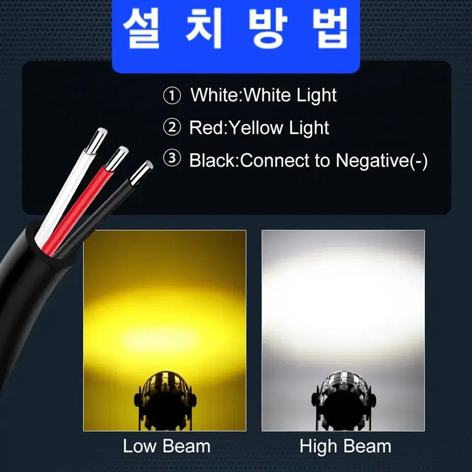 듀얼 컬러 LED 프로젝션 헤드라이트 풀세트 브라켓 포함 25년형