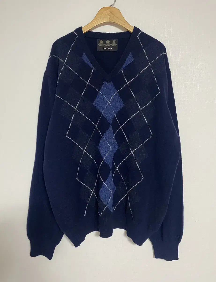 90s Barbour Argyle V-Neck Knit