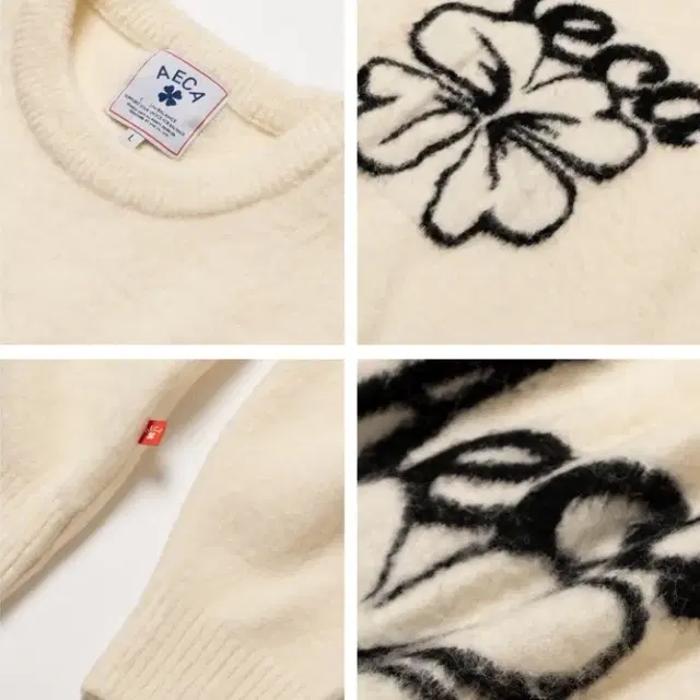 [에이카화이트]CLOVER FLOWER DOODLE KNIT-IVOR니트