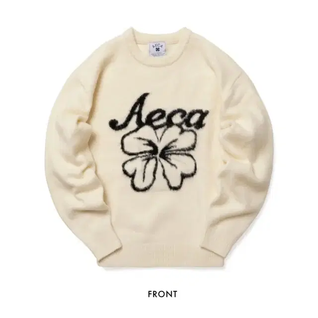 [에이카화이트]CLOVER FLOWER DOODLE KNIT-IVOR니트