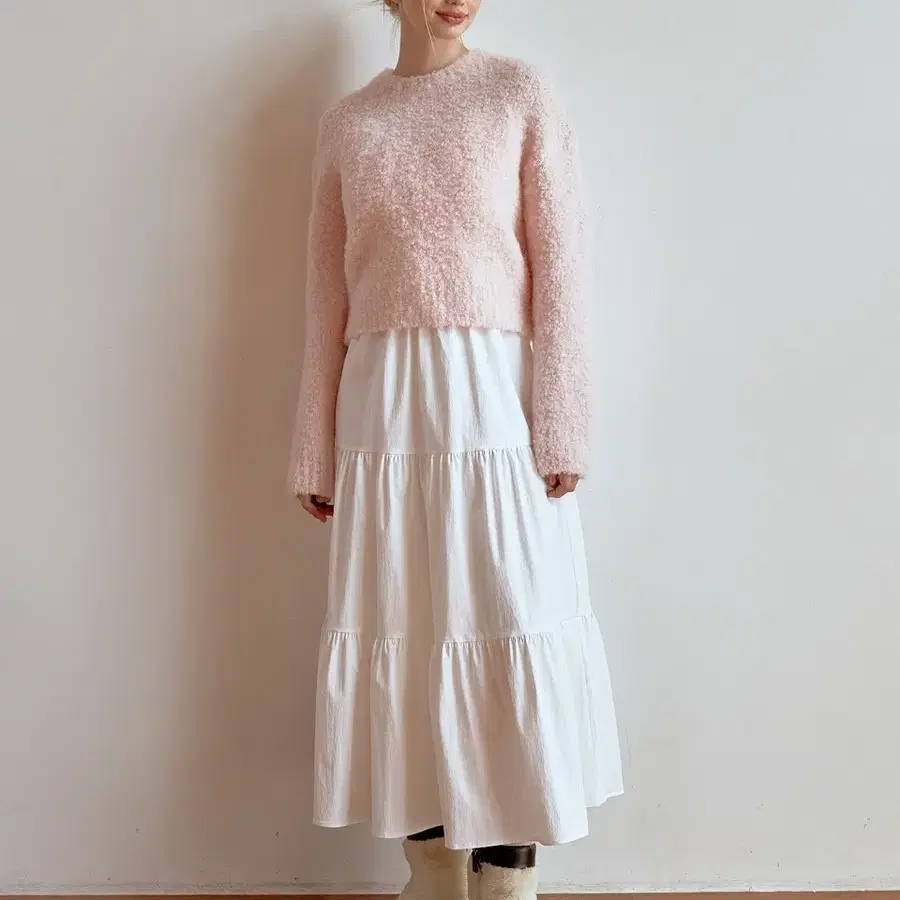 리엘 부클 니트 Cheek boucle knit pink