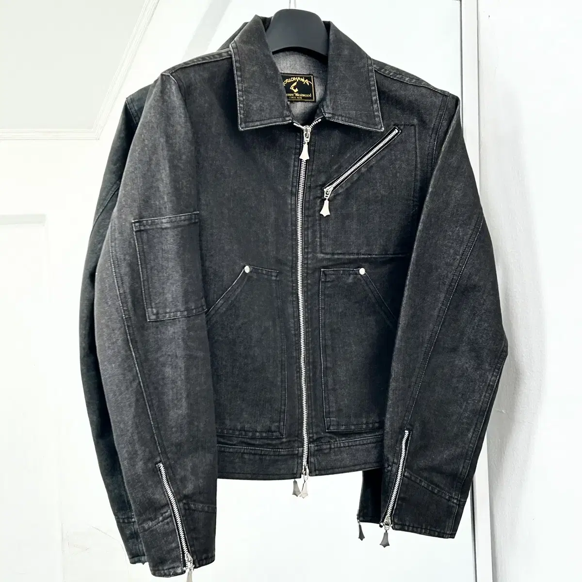 Vivienne Westwood Anglomania Black Blue Denim Biker Jacket