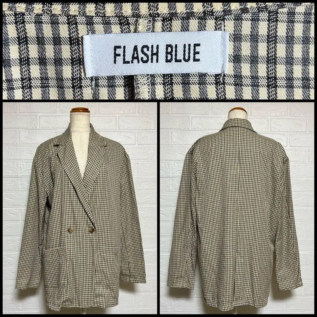 FLASH BLUE 플래시 블루 체크 무늬 테일러 재킷 L