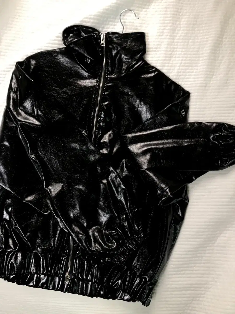 Glossy leather jumper