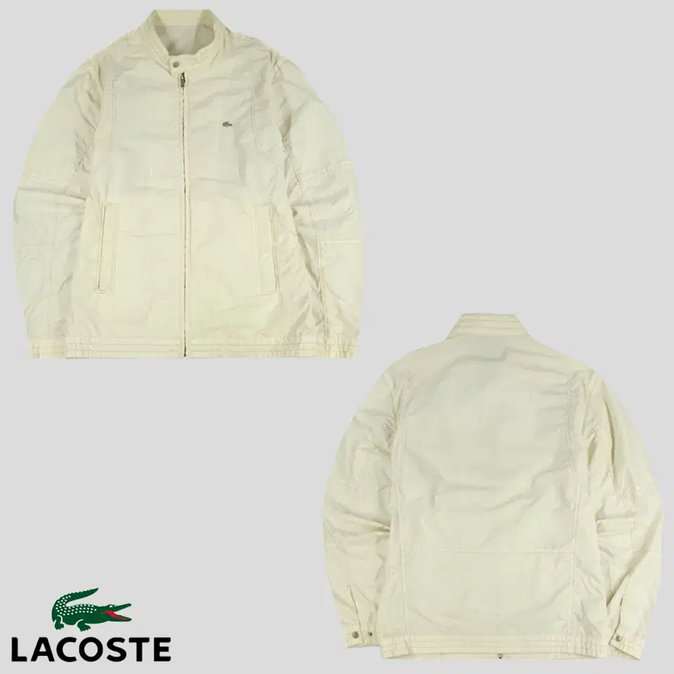 Lacoste Light Yellow Steel Logo Nylon Cotton Blend Mock Neck Windbreaker L