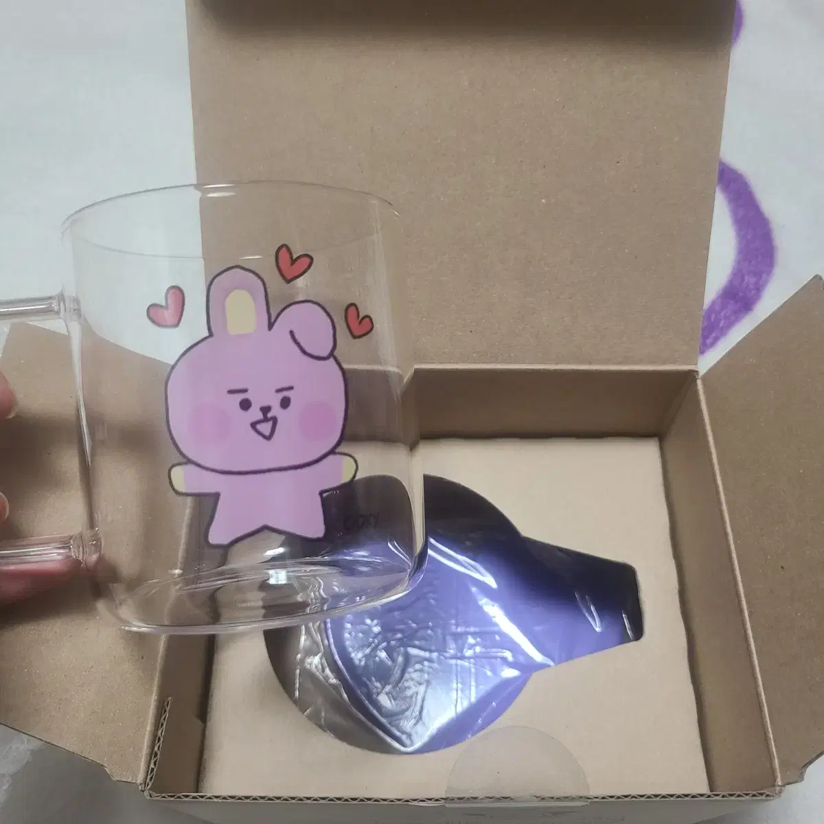 반택포)) 방탄 bt21 베이비 쿠키 유리머그 코스터세트