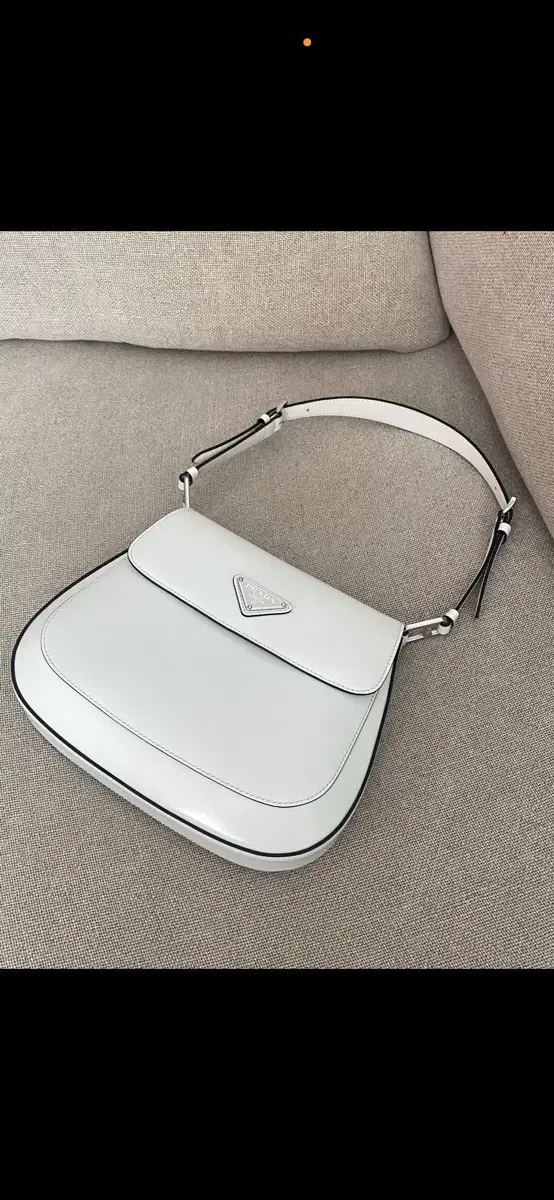 Prada Cleo Brushed Flap Shoulder Bag in White