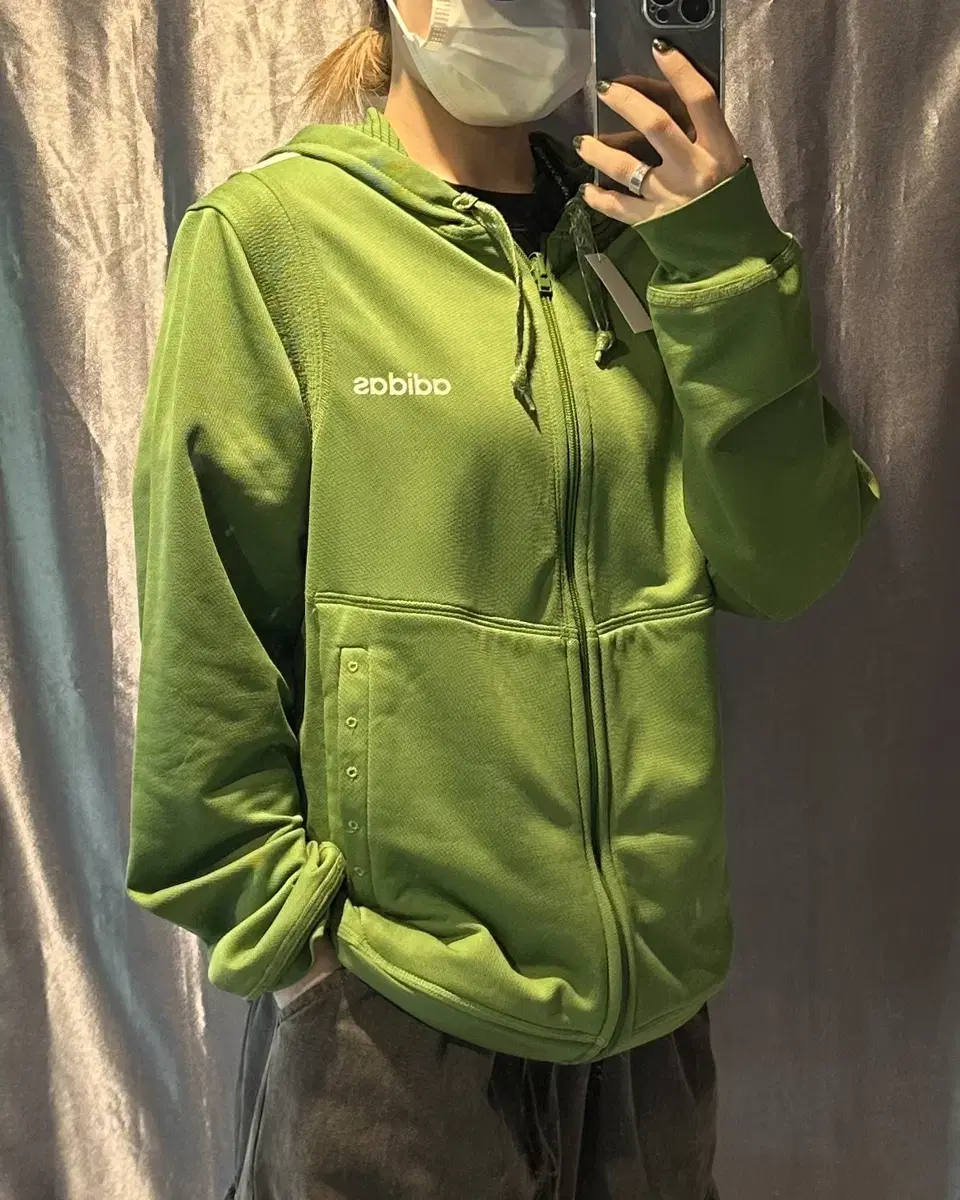 XL adidas Initials Logo Reversible Green Hoodie