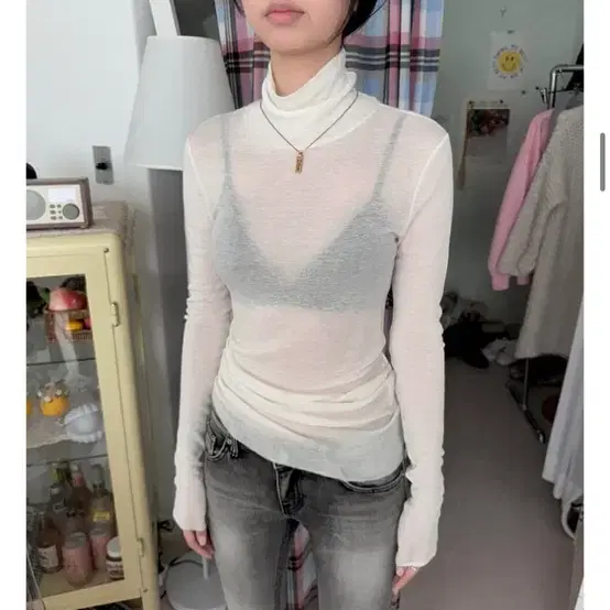 사토미라디오 Turtleneck flimsy top