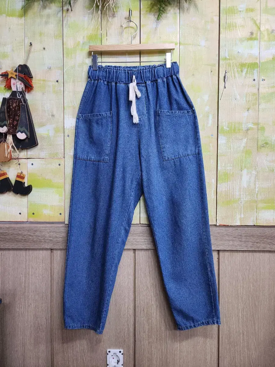 Thin cotton-blue vahn banded pants