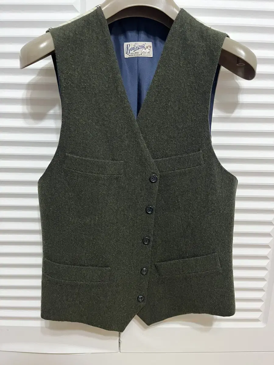 Bevilacqua Green Wool Vest S 46