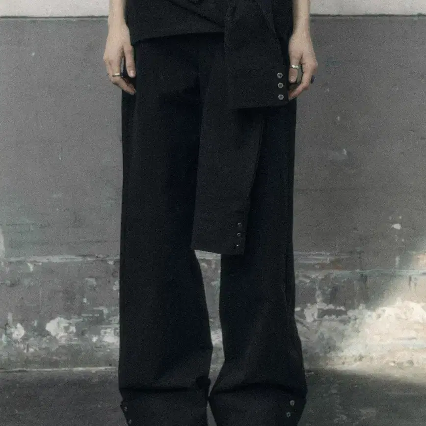 보헴서 팬츠 TURNUP WIDE SHIRT PANTS, BLACK ,L