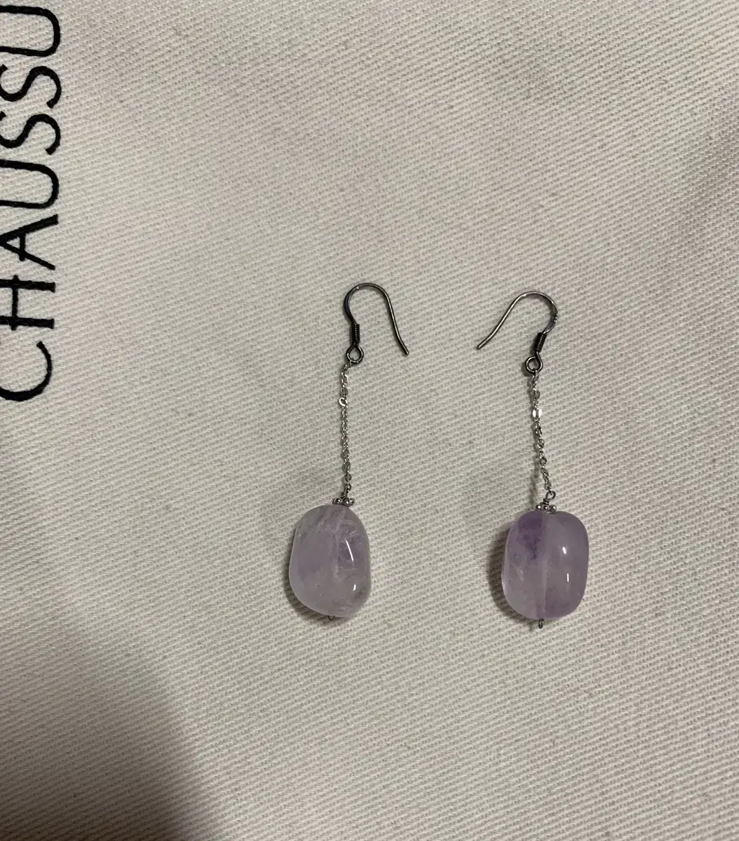 Gemstone earrings (light purple/silver)