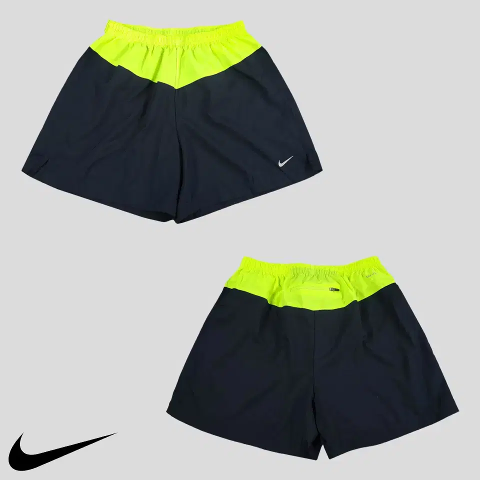 Nike black neon yellow color scheme dry fit running performance vahn half pants 27-