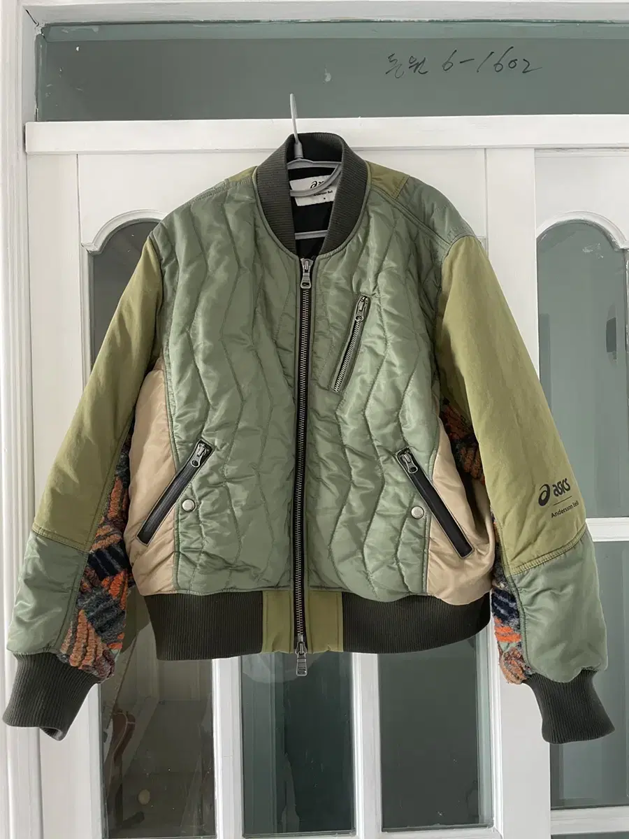 Anderson Belle x Asics Contrast Quilted Bomber Jacket Khaki