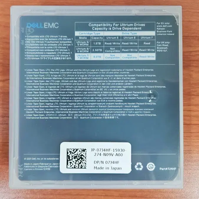 DELL LTO7 테이프 6.0TB/15.0TB (미개봉)