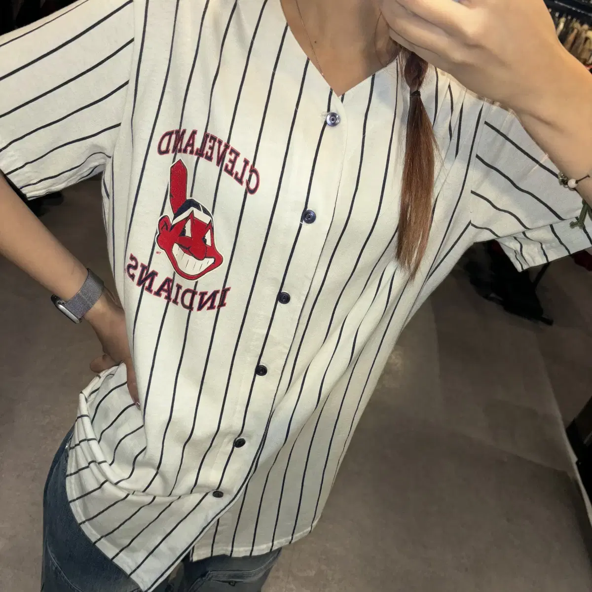 CLEVELAND INDIANS 클리블랜드 인디언스 야구 유니폼 (XL)