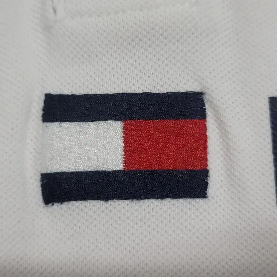 TOMMY HILFIGER 타미힐피거 화이트 스판 반팔카라티(빅사이즈)