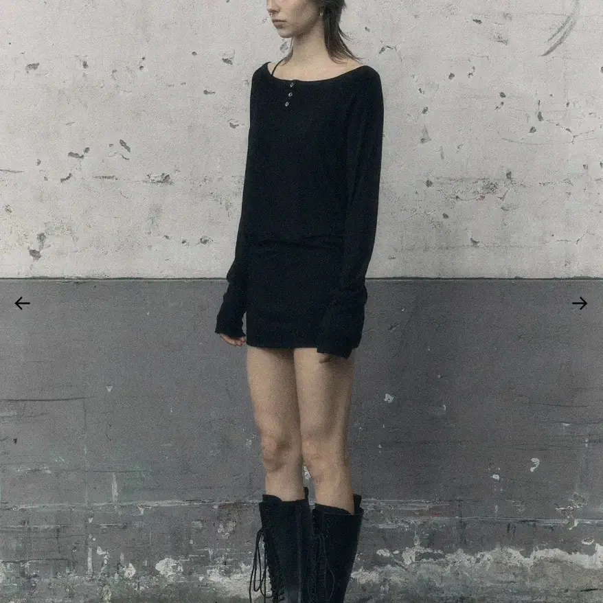 보헤미안서울 LOOSE BOAT NECK DRESS, BLACK