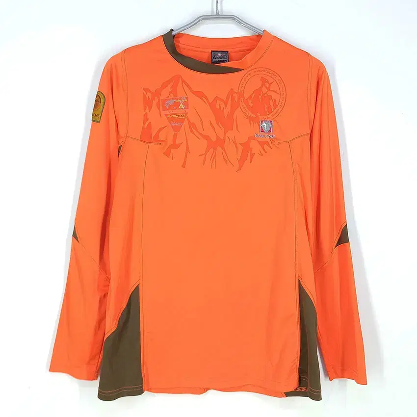 Black Yak Men's Arm Patch Printed Functional Long Sleeve Tee Orange (HU30692)