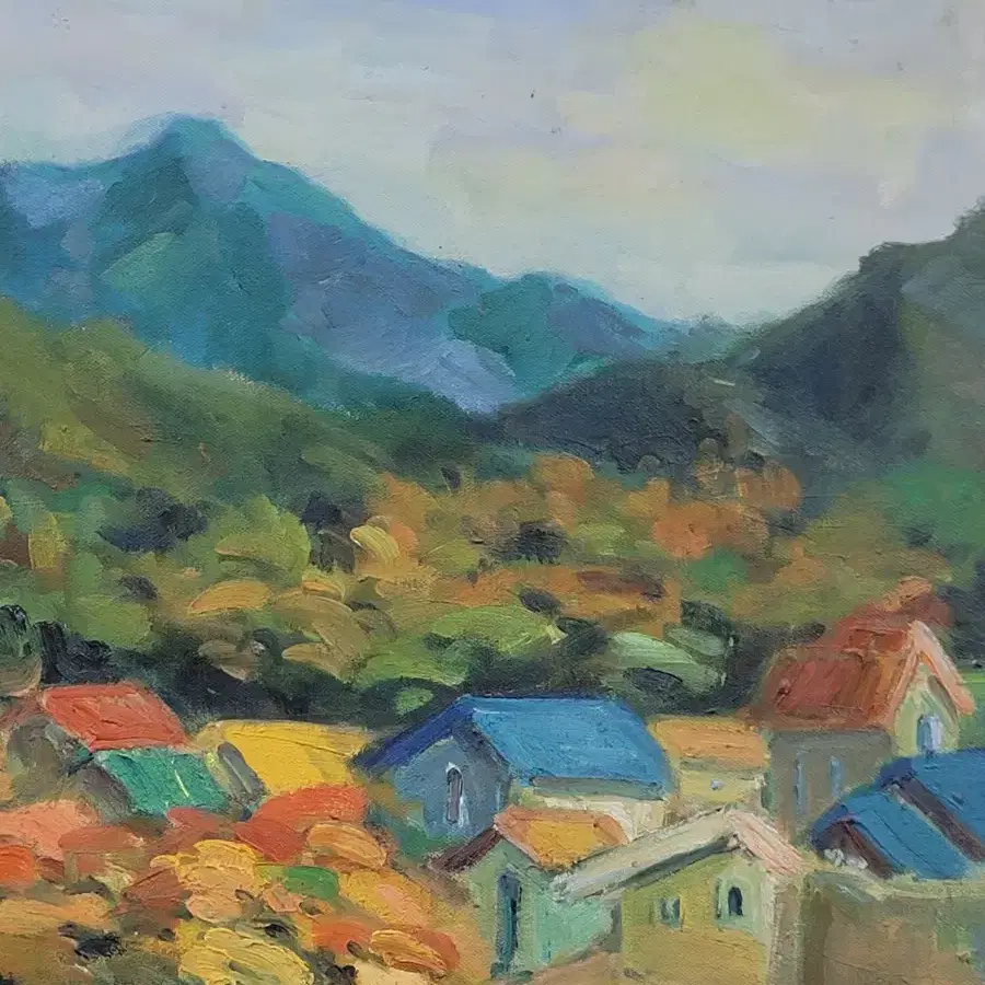 1980년대 유화 그림 산풍경