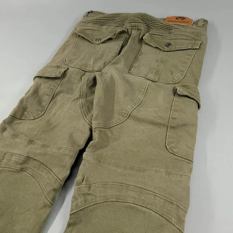 MOTO PANTS 피그먼트 카키 올리브 그린 더블니 레이싱 라이딩 바이