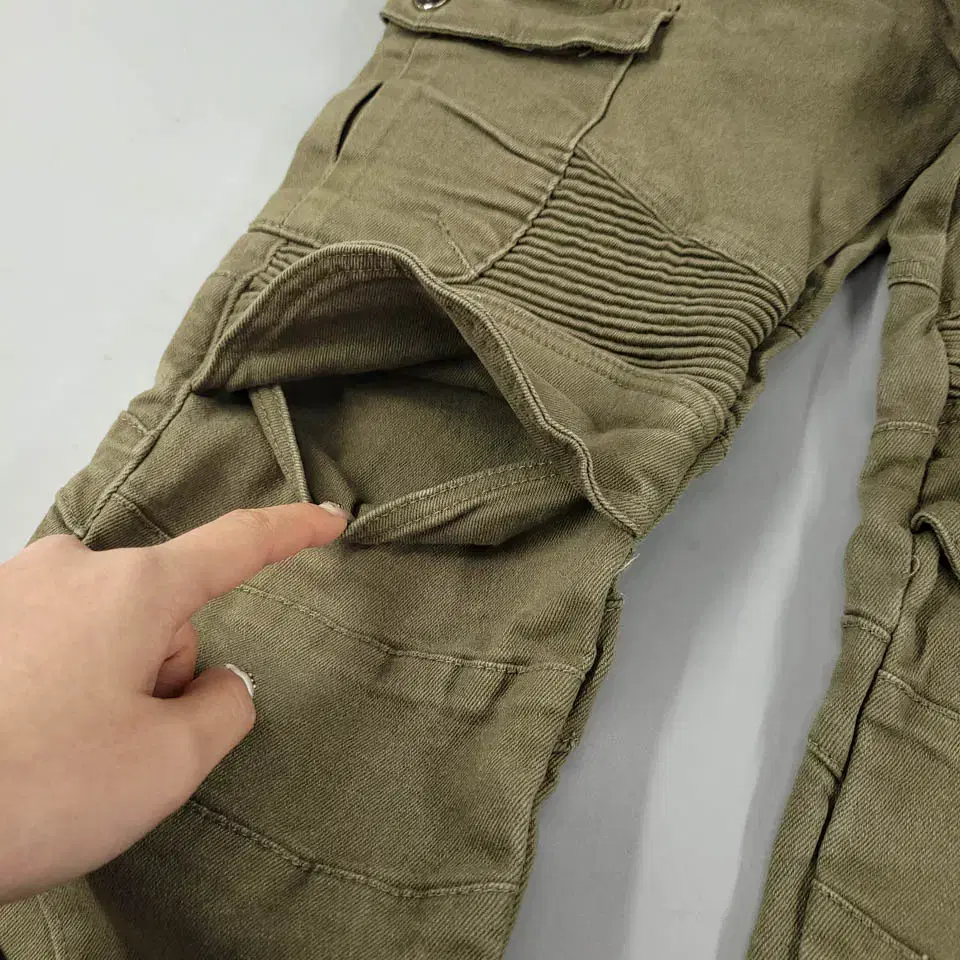 MOTO PANTS 피그먼트 카키 올리브 그린 더블니 레이싱 라이딩 바이